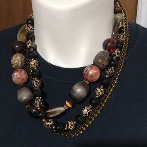 Layered leopard necklace & earrings